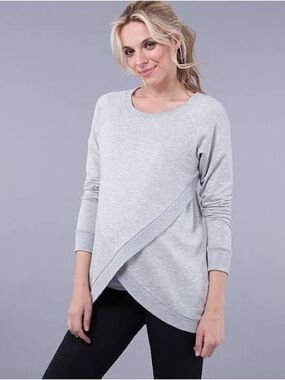 Seraphine Grey Crossover Maternity & Nursing Sweatshirt | Size L